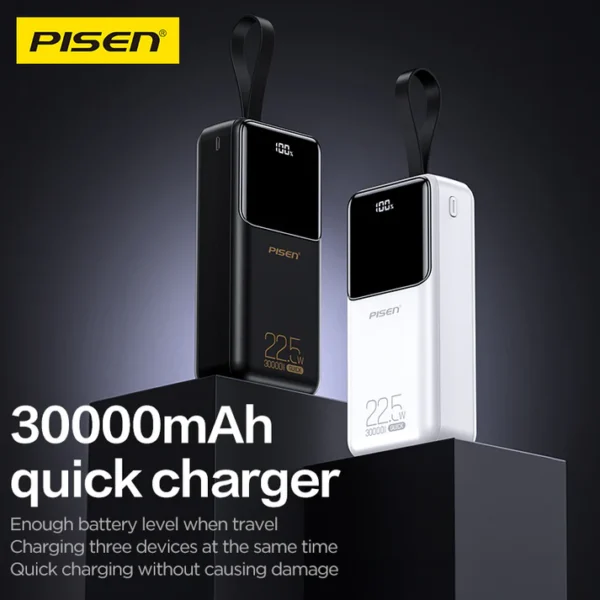 PISEN Semi Mirror 22.5W 30000mAh Power Bank TP-D040 - Image 2