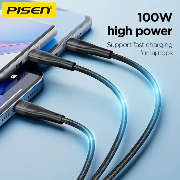 PISEN two-to-three braided data charging cable 1.2m AP-FC15-1200 - Image 3