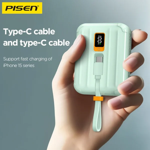 PISEN QUICK 30W Mini power bank with screen & cables 10000mAh TS-D364 - Image 3