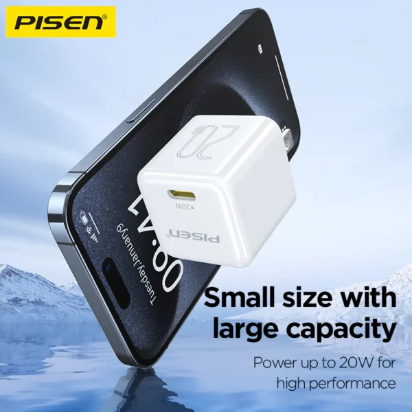 PISEN PD20W Pudding Single Port Fast Charger TP-C36 + C-C Cables - Image 2