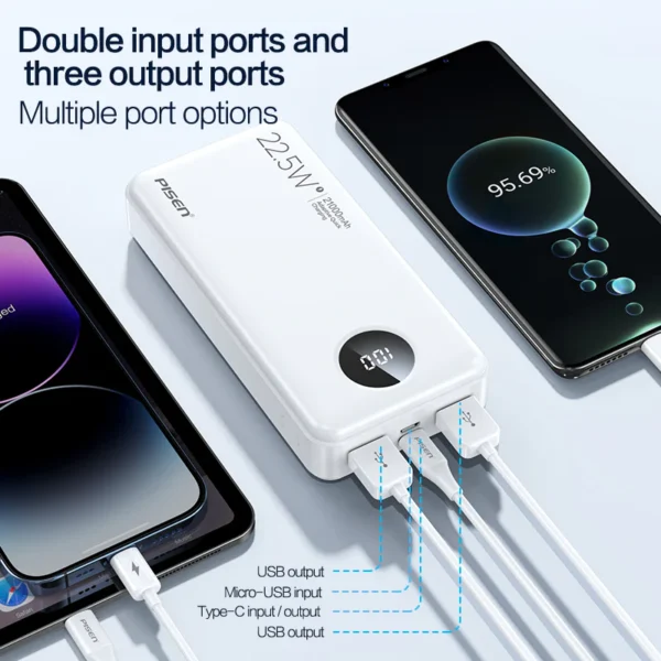 PISEN Power Cube 22.5W Digital Display 21000mAh Power Bank TS-D301 - Image 5
