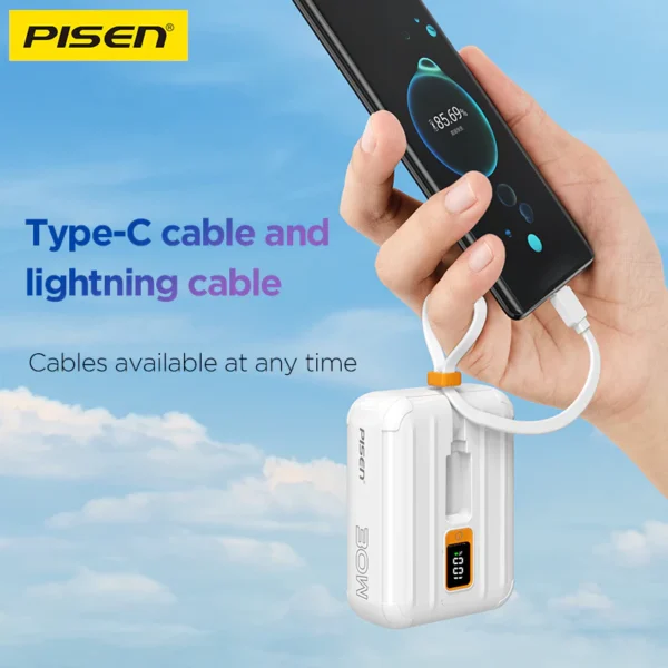 PISEN QUICK 30W Mini power bank with screen & cables 10000mAh TS-D364 - Image 5