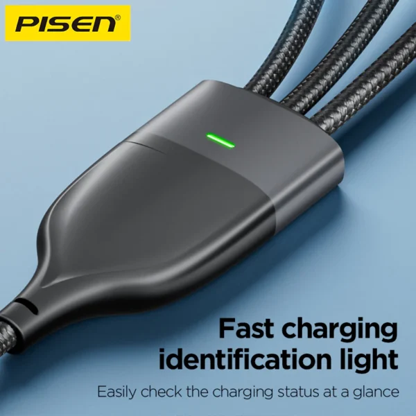 PISEN two-to-three braided data charging cable 1.2m AP-FC15-1200 - Image 5