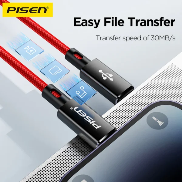 PISEN PRO C to C 60W colorful braided data cable CC11-1000 - Image 5