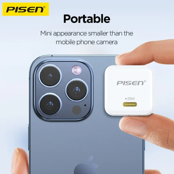 PISEN PD20W Pudding Single Port Fast Charger TP-C36 + C-C Cables - Image 4