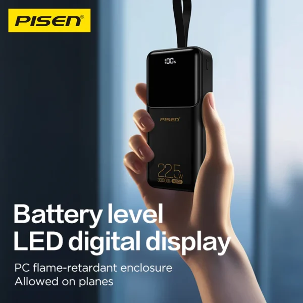 PISEN Semi Mirror 22.5W 30000mAh Power Bank TP-D040 - Image 6