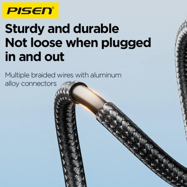 PISEN two-to-three braided data charging cable 1.2m AP-FC15-1200 - Image 6