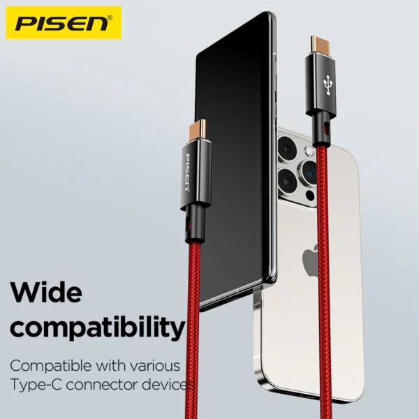 PISEN PRO C to C 60W colorful braided data cable CC11-1000 - Image 6