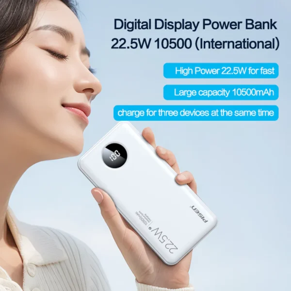 PISEN Power Cube 22.5W Digital Display 10500mAh Power Bank TS-D300 - Image 5