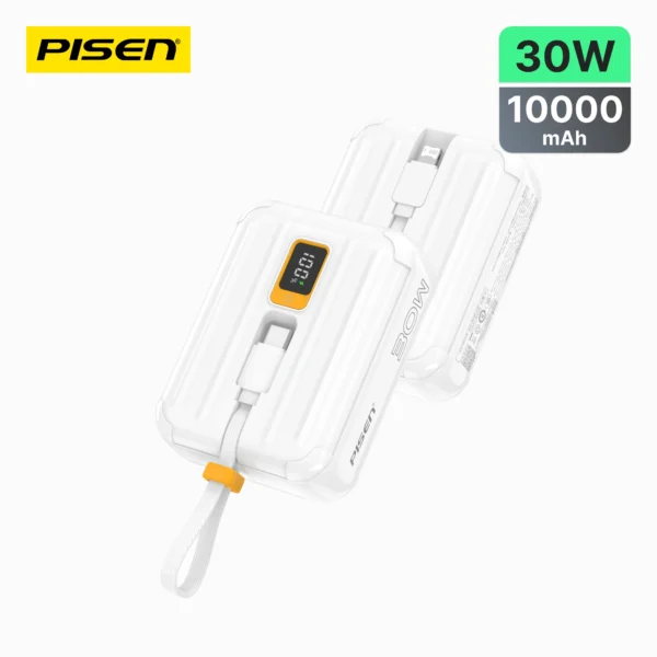 PISEN QUICK 30W Mini power bank with screen & cables 10000mAh TS-D364