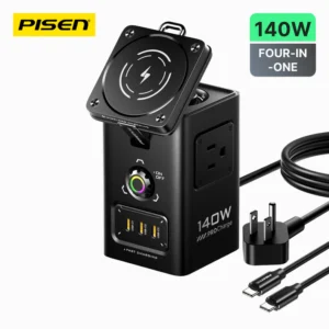 PISEN 140W GaN Magnetic Wireless Charging MagStation 8-in-1 Socket Set KF27