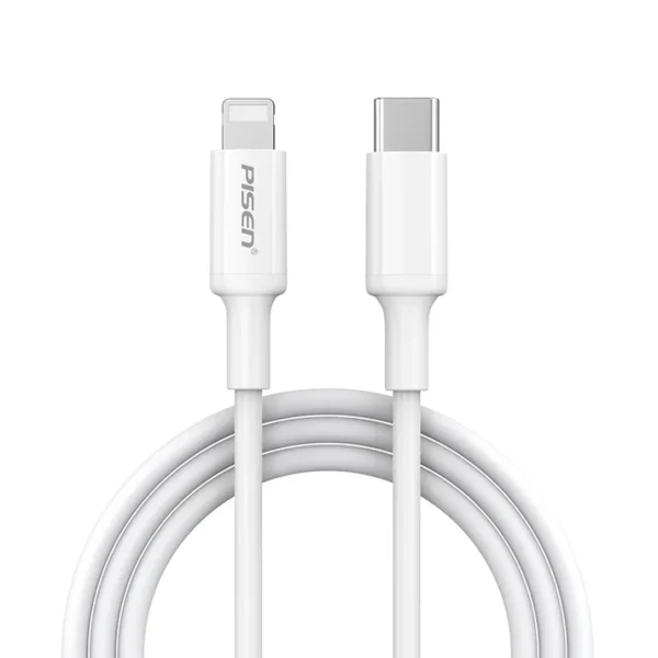 PISEN CL-PD-250 Mr White USB-C to Lightning Cable 250mm White with compact design, PD fast charging, and reinforced connectors.