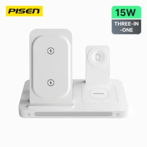 PISEN XY-C56 Magsafe Wireless Charging Station Foldable 3-in-1 with Night Light, fast charging dock for phone, Apple Watch, and AirPods.