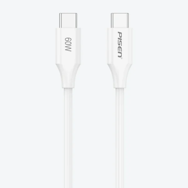 PISEN CC-PD01-1000 Mr White USB-C to USB-C PD60W Cable 1000mm White with durable build and high-speed charging capability.